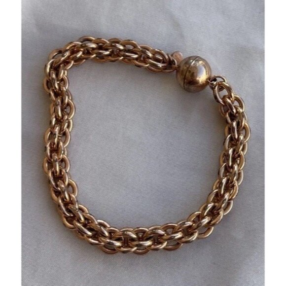 Vintage Milor Italy Bronze Link Magnetic Close Bracelet Women’s Sz 8” - Picture 3 of 10